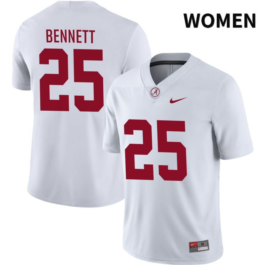 Alabama Crimson Tide Women's Jonathan Bennett #25 NIL White 2022 NCAA Authentic Stitched College Football Jersey OU16K65NS